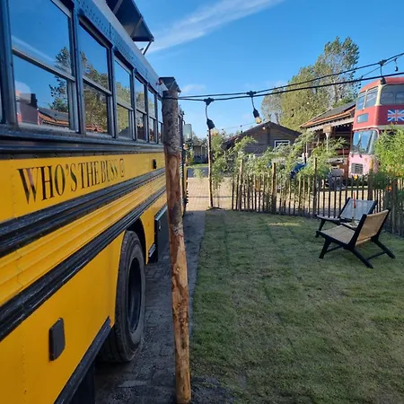 Unieke Overnachting In Amerikaanse Schoolbus キャンプ場